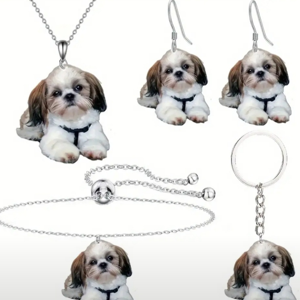 5 Pieces Adorable Shih Tzu Jewelry Set